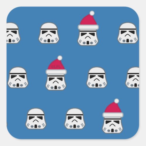 Stormtrooper Santa Hat Christmas Pattern Square Sticker