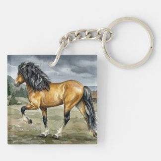 Stormur Icelandic Horse by the Sea Keychain