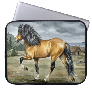 Stormur Icelandic Horse by the Sea Laptop Sleeve
