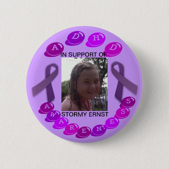 Stormy ADHD Awareness button (customizable) (Front)
