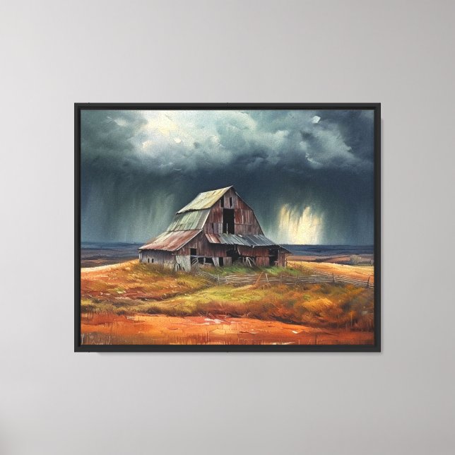 Stormy Autumn Barn – Rustic Countryside Wall Art (Front)