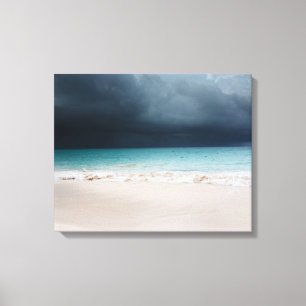 stormy beach wrapped canvas print