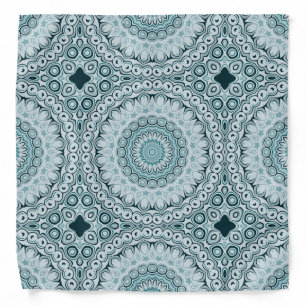 Stormy Blue and Gray Mandala Pattern Bandana