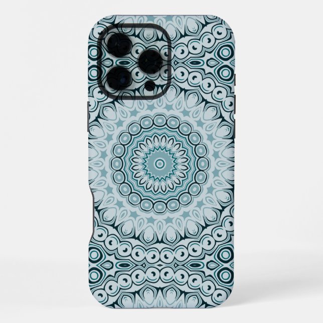 Stormy Blue and Gray Mandala Pattern Iphone Case (Back)