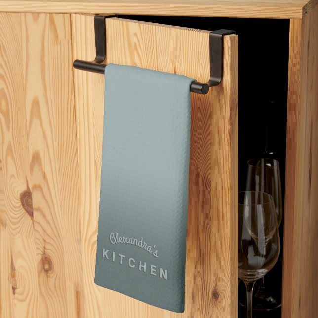 Stormy Blue Gray Ombre Kitchen Towel (Thirds Fold)