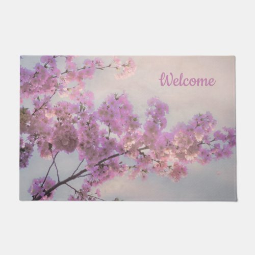 Stormy Cherry Blossoms Welcome Mat