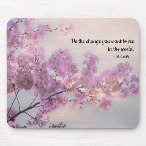 Stormy Cherry Blossoms with Quote Mousepad