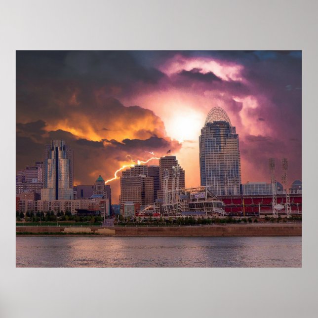 Stormy Cincinnati Great American Ball Park Poster (Front)
