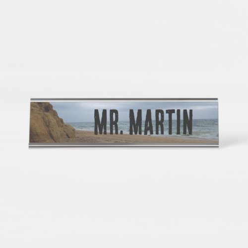 Stormy Cliffside Beach Name Plate