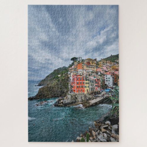Stormy Colorful Cinque Terre Italy Travel Seaside Jigsaw Puzzle