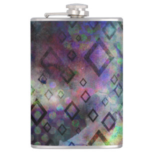 Stormy colorful watercolor abstract w/ diamonds flask