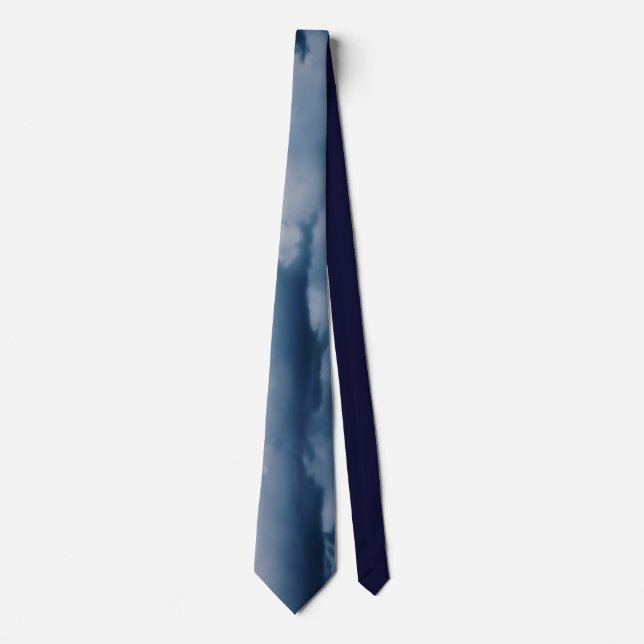 Stormy Dark Blue Photo Evening Sky Cloudy Neck Tie (Front)