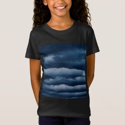 Stormy Dark Blue Photo Evening Sky Cloudy T_Shirt