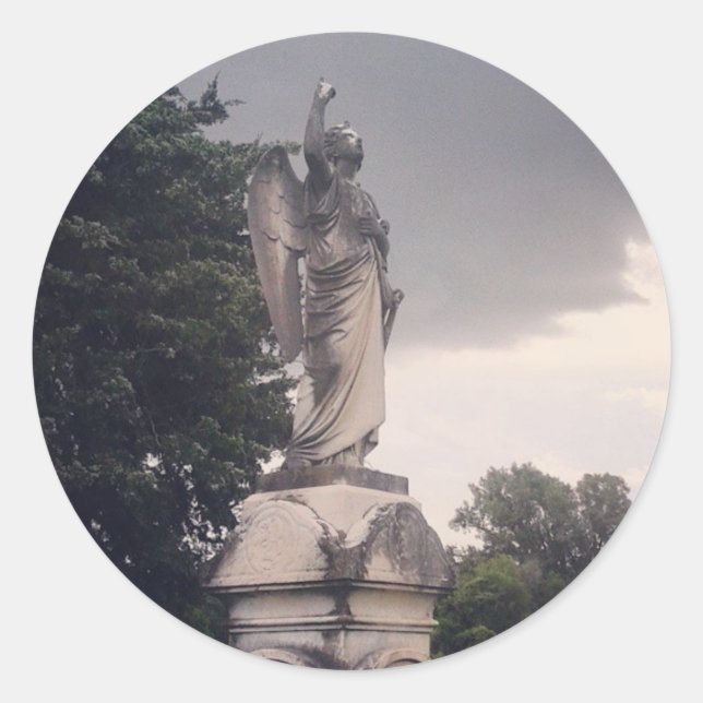 Stormy Day Angel Classic Round Sticker (Front)