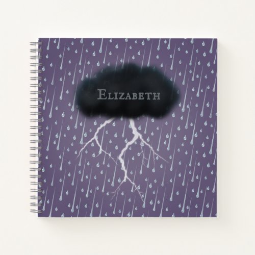 Stormy Day Thunder Cloud  Rain Customized Purple Notebook