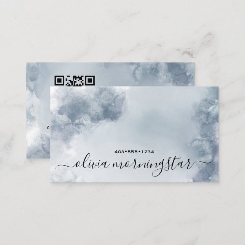 Stormy Dusty Blue Watercolor Abstract  Business Card