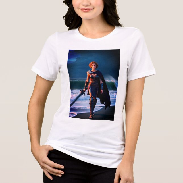 Stormy Elegance Girl and Waves Tri-Blend Shirt (Front)