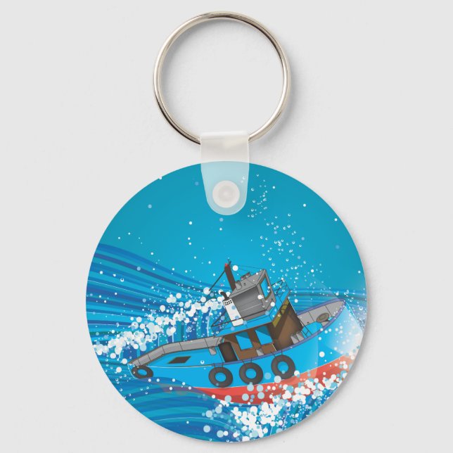 Stormy Fishing Boat Keychain (Front)