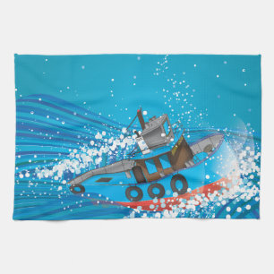 Stormy Fishing Boat Towel