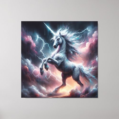 Stormy Fury Legendary Unicorn Canvas Print