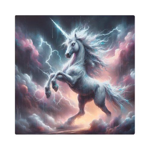 Stormy Fury Legendary Unicorn Metal Print