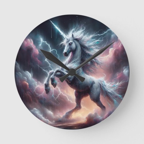 Stormy Fury Legendary Unicorn Round Clock