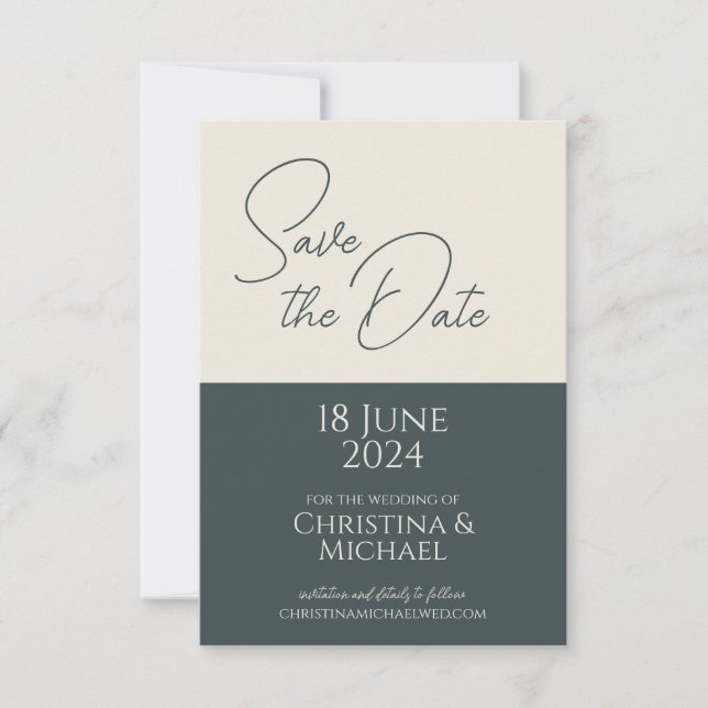 Stormy Gray • Color Block Photo Save The Date (Front)