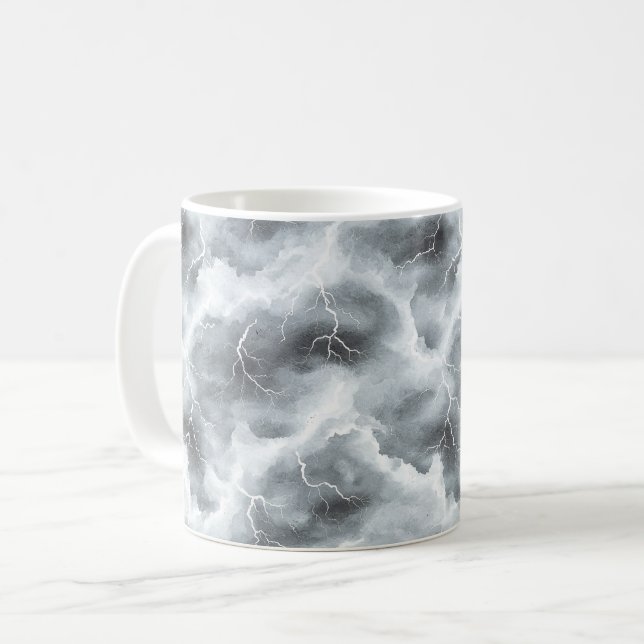 Stormy Grey Skies Lightning Coffee Mug (Front Left)