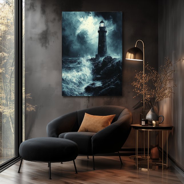 Stormy Lighthouse at Night - Charcoal Art Poster (Creator Uploaded)