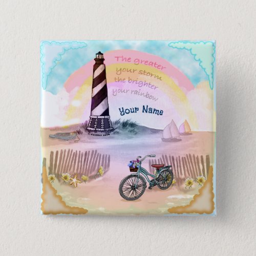 Stormy Lighthouse Bike custom name  Button