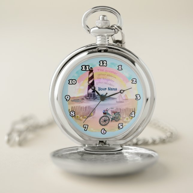 Stormy Lighthouse Bike Pocket Watch (Inside)