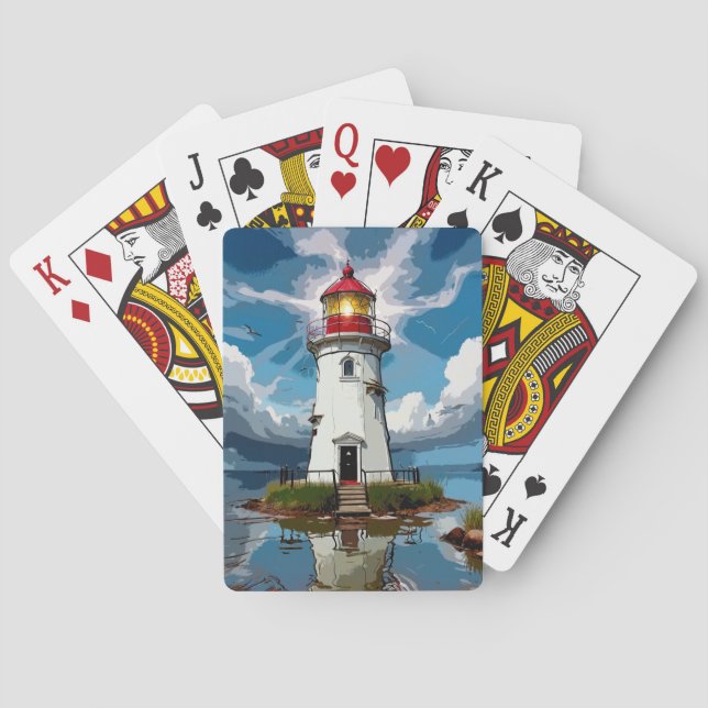 Stormy Lighthouse -  Navigational Tower Poker Cards (Back)