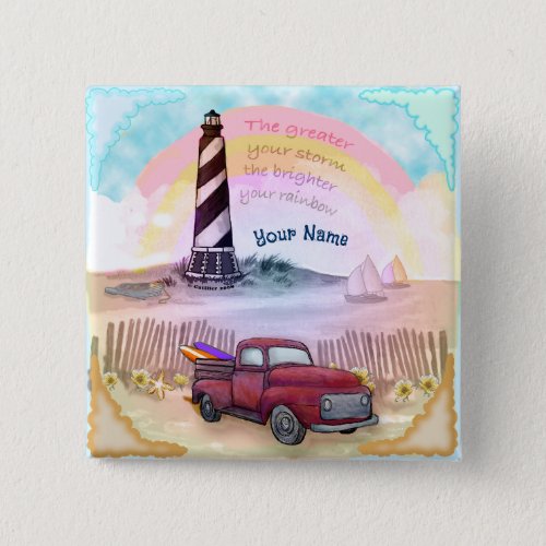 Stormy Lighthouse Truck custom name  Button