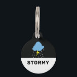 Stormy Lightning Pet ID Tag<br><div class="desc">Stormy storm cloud with lightning & rain ILLUSTRATED PET TAG
Cute &modern pet tags for your fur babies! Perfect for use as: dog tag,  cat tag,  goat tag,  or bridle tag.</div>