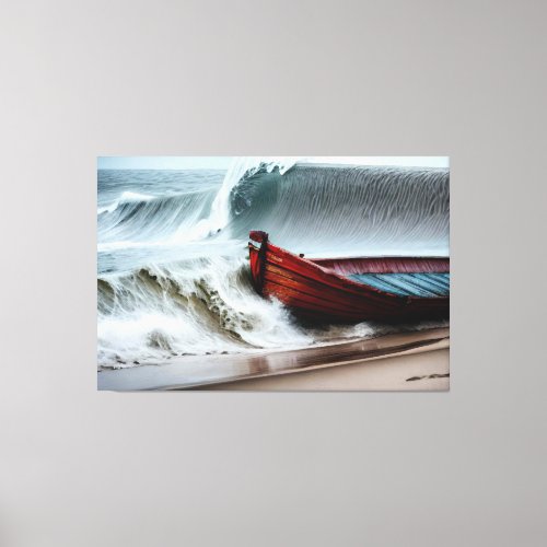 Stormy Monday  Seascape Beach Large Canvas Print