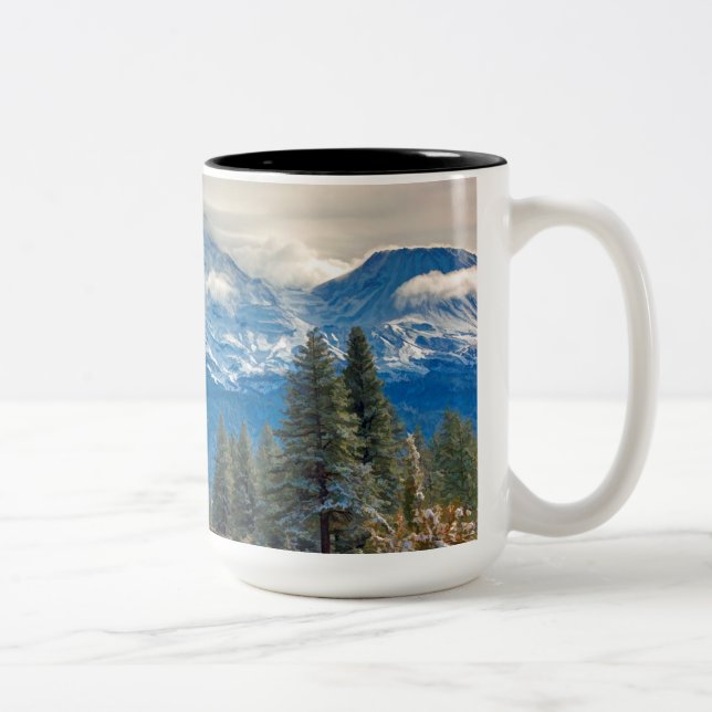 STORMY MOUNT SHASTA Two-Tone COFFEE MUG (Right)