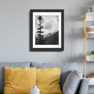 Stormy Mountain Black and White Photo Framed Art