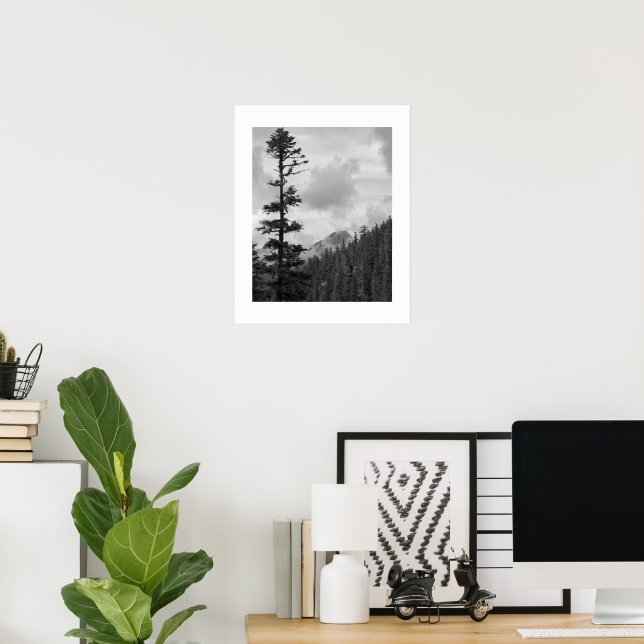 Stormy Mountain Black and White Photo Poster (Home Office)