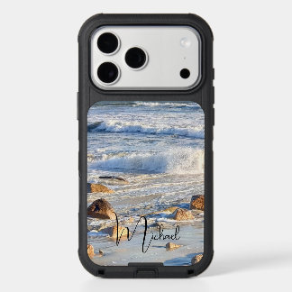 Stormy Ocean Shore Photo Waves and Sudsy Foam Name iPhone 17 Pro Max Case