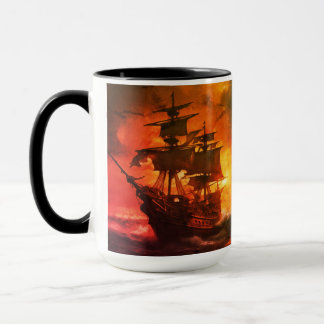 Stormy Pirate Ship at Sunset– Mug