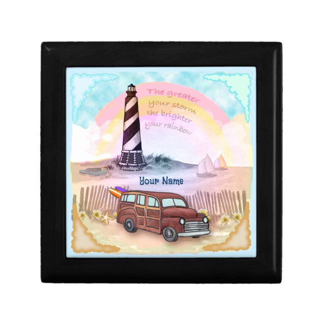 Stormy Rainbow Lighthouse  Gift Box (Front)