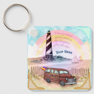 Stormy Rainbow Lighthouse Keychain