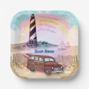 Stormy Rainbow Lighthouse  Paper Plates