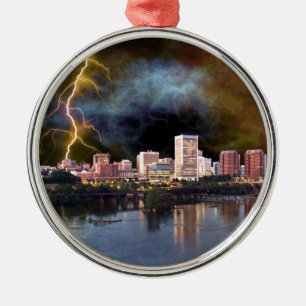 Stormy Richmond Skyline Metal Ornament