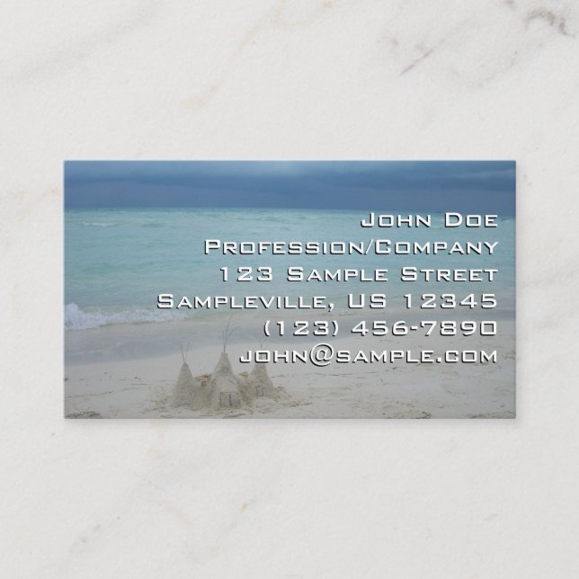 Stormy Sandcastle Beach Landscape Photo Business Card (Front)