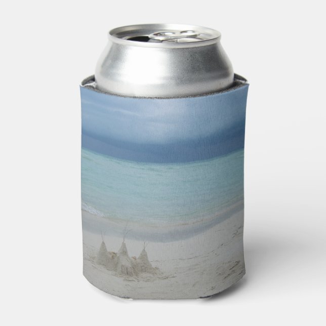 Stormy Sandcastle Beach Landscape Photo Can Cooler (Can Front)