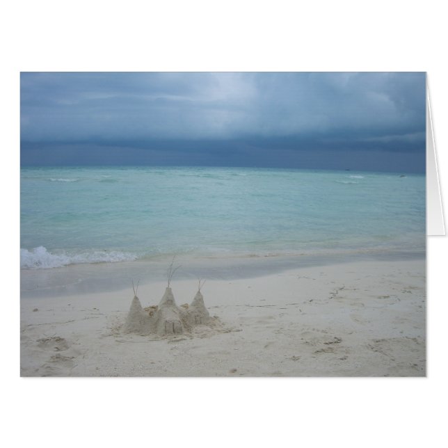 Stormy Sandcastle Beach Landscape Photo Card (Front Horizontal)