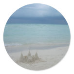 Stormy Sandcastle Beach Landscape Photo Classic Round Sticker