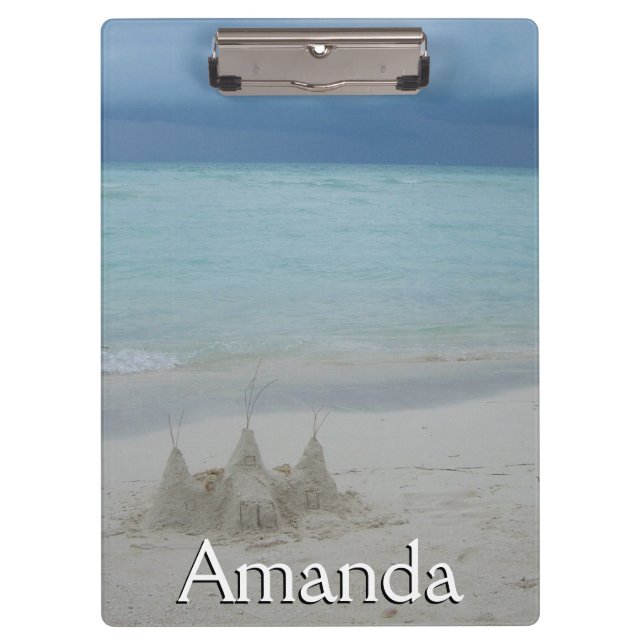 Stormy Sandcastle Beach Landscape Photo Clipboard (Front)