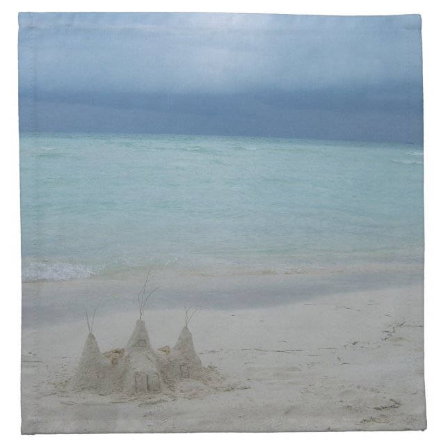 Stormy Sandcastle Beach Landscape Photo Cloth Napkin (Front)